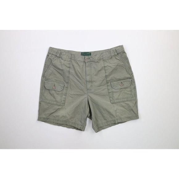 Vintage 90s Streetwear Mens Size 42 Faded Above Knee Cargo Shorts Green Cotton - Picture 1 of 9